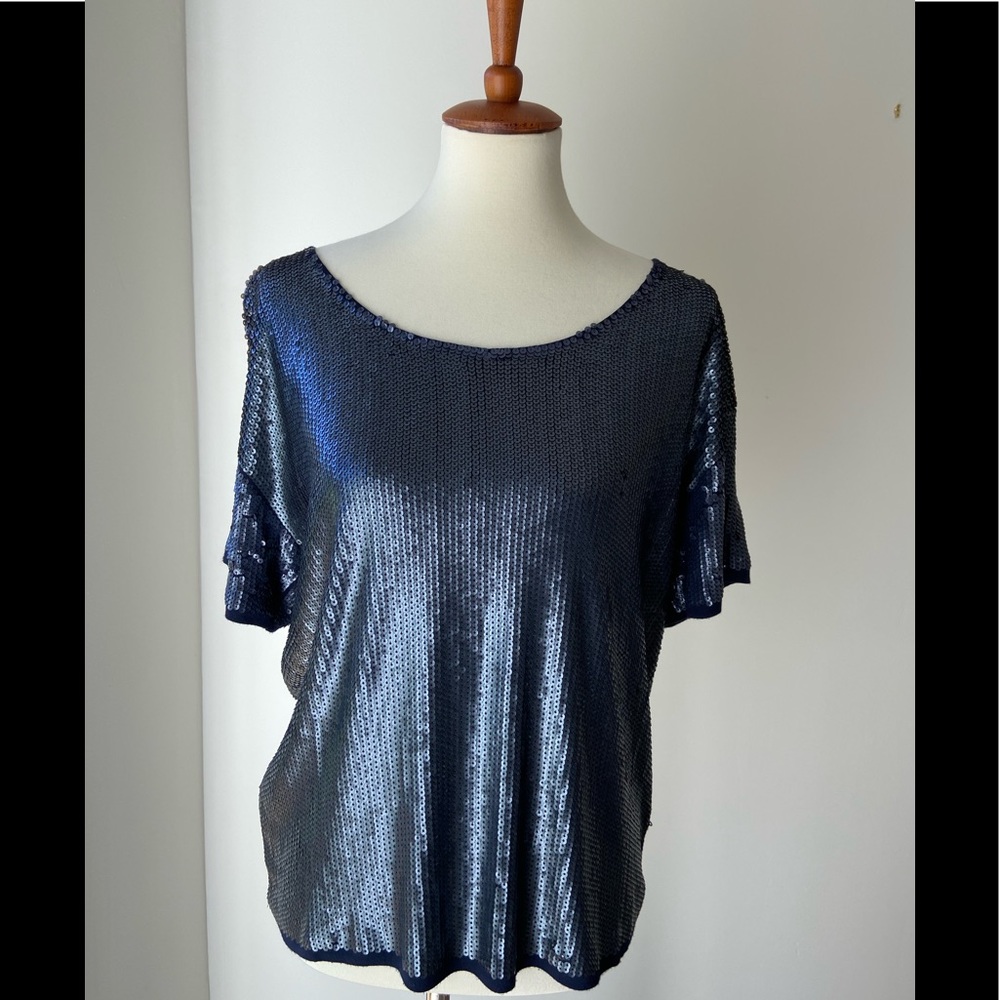 J Crew Collection Navy sequin slouchy blouse.